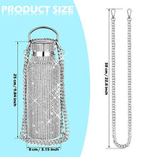 Load image into Gallery viewer, Diamond Water Bottle Bling Rhinestone Stainless Steel Thermal Bottle Refillable Water Bottle Insulated Water Bottle Glitter Water Bottle with Chain for Women (Black,750ml)